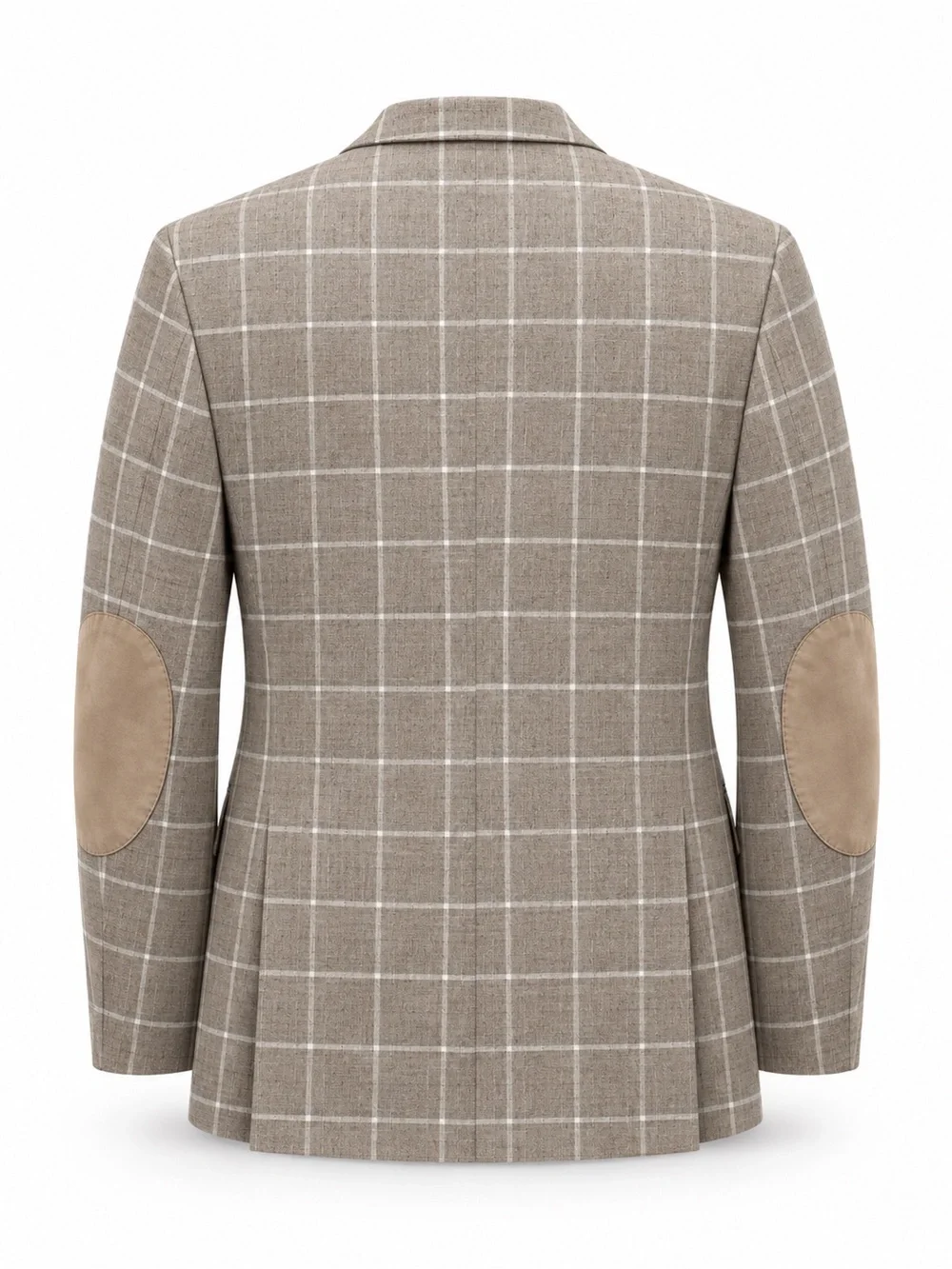 Hugo Boss Beige Windowpane Check Blazer with Elbow Patches